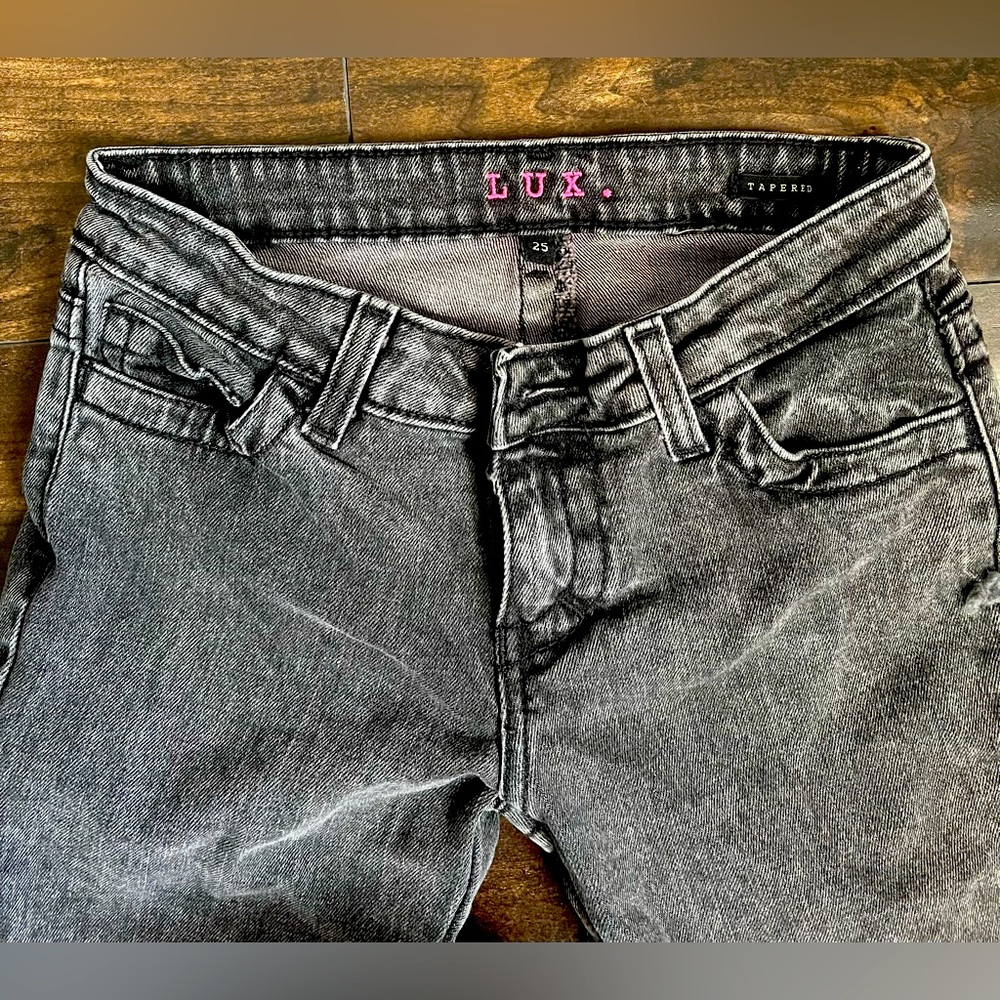 LUX Black Acid Wash Y2K/90’s jeans ankle zip sz 25